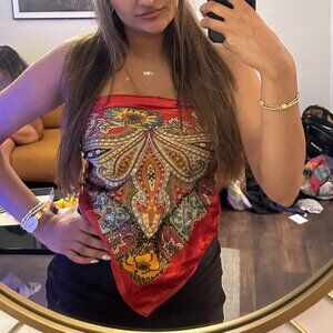 Red multicolored bandana top or scarf